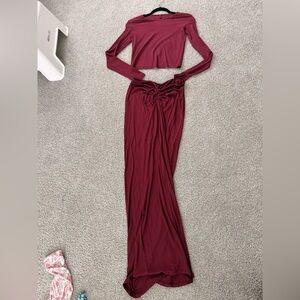 SKIMS Burgundy Skirt Set